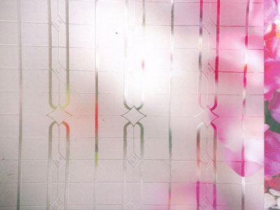 Verre dépoli acide aspect sablé avec motif