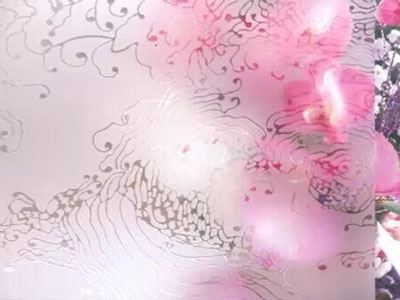 Verre dépoli acide aspect sablé avec motif