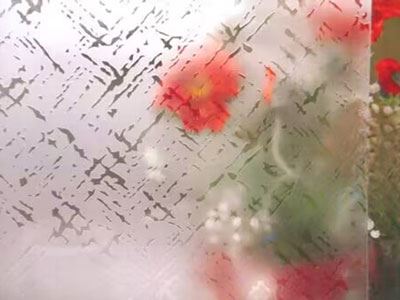 Verre dépoli acide aspect sablé avec motif